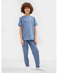 Комплект для мальчиков футболка брюки в синем цвете с принтом Mark formelle