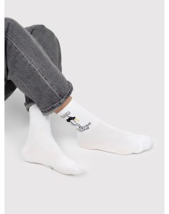 Высокие носки унисекс белого цвета с петроградным Меркурием Mark formelle