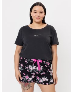 Комплект женский джемпер шорты в черном цвете с фуксией Mark formelle
