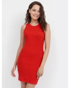 Однотонное платье красного цвета в тонкий рубчик Mark formelle