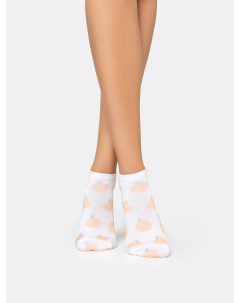 Женские укороченные носки белого цвета с паттерном в виде персиков Mark formelle