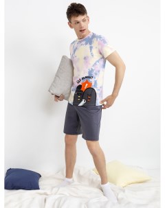 Хлопковый домашний комплект футболка и шорты Mark formelle