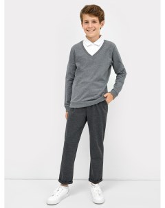 Прямые брюки с подворотами с узором штрихи на черном для мальчиков Mark formelle