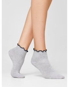 Женские укороченные носки с волнообразным бортом в цвете серый меланж Mark formelle