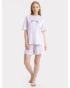 Комплект женский футболка шорты фиолетовый с печатью Mark formelle