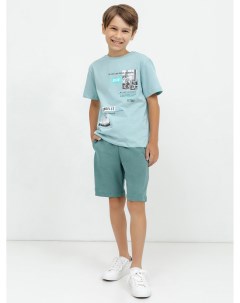 Хлопковый комплект для мальчиков футболка и шорты в мятном и пыльно зеленом цвете Mark formelle