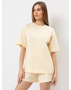 Комплект женский футболка шорты в желтом цвете с печатью Mark formelle