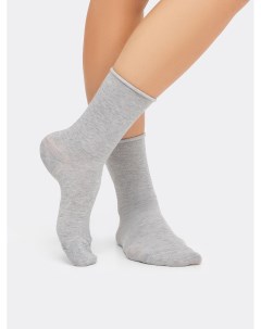 Высокие женские носки без борта в оттенке серый меланж Mark formelle