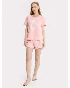 Комплект женский футболка шорты в розовом цвете с рисунком кораллов Mark formelle