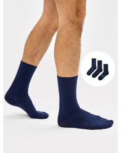 Набор мужских носков 3 шт синего цвета с рисунком в виде поперечных полосок Mark formelle