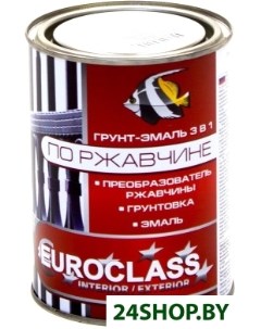 Эмаль грунт эмаль по ржавчине светло серый 0 9 кг Euroclass