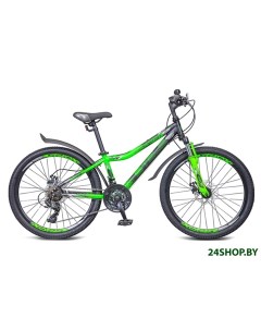 Велосипед Navigator 410 MD 24 21 sp V010 р 12 2021 черный зеленый Stels