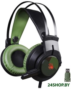 Наушники с микрофоном Bloody J450 черный зеленый A4tech
