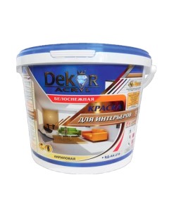 Краска ВД АК 216 для интерьеров белоснежный 3 кг Dekor