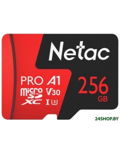 Карта памяти MicroSDXC 256GB V30 A1 C10 P500 Extreme Pro с адаптером NT02P500PRO 256G R Netac