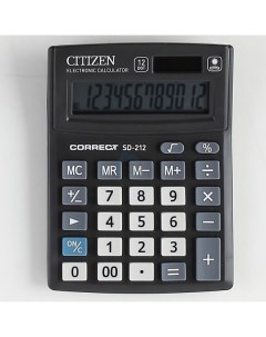 Калькулятор настольный Correct SD 212 черный Citizen