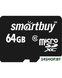 Карта памяти microSDHC Class 10 64GB SD адаптер SB64GBSDCL10 01 Smartbuy