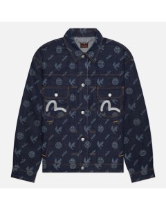 Мужская джинсовая куртка Seagull Embroidered Kamon Eagle All Over Print Denim Evisu