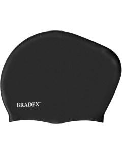 Шапочка для плавания SF 0364 силиконовая для длинных волос черная Bradex