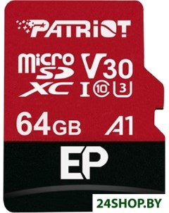 Карта памяти Patriot microSDXC EP Series PEF64GEP31MCX 64GB с адаптером Patriot (компьютерная техника)