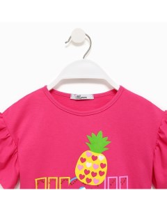 Комплект для девочки футболка шорты цвет фуксия разноцветный рост 116 см Luneva