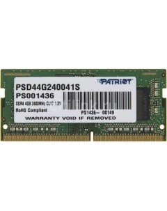 Оперативная память PATRIOT Signature Line 4GB DDR4 SO DIMM PC4 19200 PSD44G240041S Patriot (компьютерная техника)