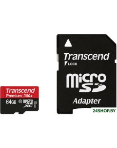 Карта памяти microSDXC UHS I 300x Premium Class 10 64GB TS64GUSDU1 Transcend