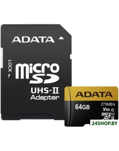 Карта памяти microSDXC UHS II 64GB адаптер AUSDX64GUII3CL10 CA1 A-data