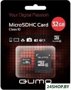 Карта памяти microSDHC QM32GMICSDHC10U3 32GB с адаптером Qumo