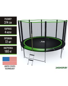 Батут Prime 12FT 374 см с внешней сеткой и лестницей V2 trampoline