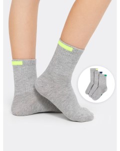Мультипак высоких детских носков 3 пары в оттенке серый меланж Mark formelle