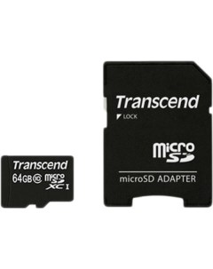 Карта памяти microSDXC Premium Class 10 64GB адаптер TS64GUSDXC10 Transcend