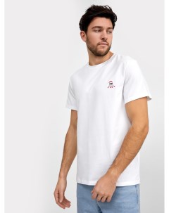 Хлопковая белая футболка с миниатюрной новогодней вышивкой Mark formelle