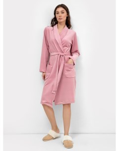 Однотонный велюровый халат пудрово розового цвета Mark formelle
