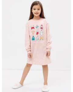 Хлопковая сорочка в расцветке снежинки на розовом для девочек Mark formelle