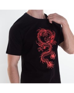 Футболка мужская Дракон цвет чёрный принт красный размер 54 Руся