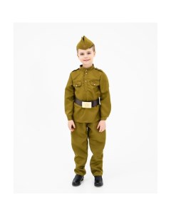 Маскарадный костюм военного для мальчика с пилоткой ремень габардин п э р р 40 р 146 152 Страна карнавалия
