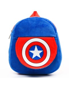Рюкзак плюшевый Капитан Америка на молнии с карманом 19х22 см Мстители Marvel