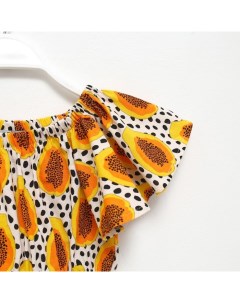Комплект топ брюки для девочки цвет белый оранжевый рост 110 см Luneva