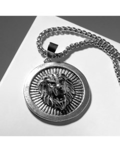 Кулон мужской Лев в солнце цвет серебро 70см Queen fair