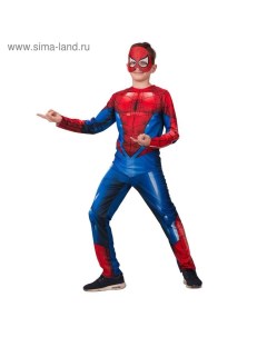 Карнавальный костюм Человек Паук куртка брюки головной убор р 28 рост 110 см Батик
