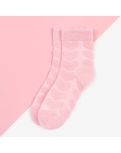 Носки для девочки махровые Сердечки размер 16 18 см цвет розовый Kaftan