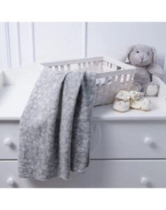 Плед флисовый Акварельные сердечки размер 100х118 см цвет серый Baby nice