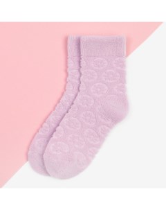 Носки для девочки махровые Цветочки размер 18 20 см цвет лиловый Kaftan