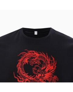 Футболка мужская Дракон цвет чёрный принт красный размер 56 Руся