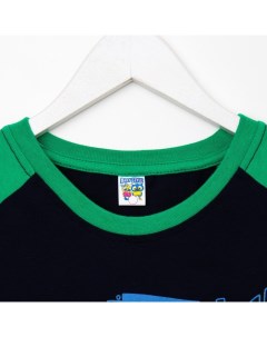 Лонгслив для мальчика цвет зелёный тёмно синий рост 146 см Baby style