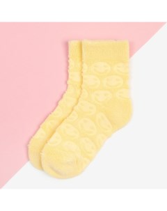 Носки для девочки махровые Смайлики размер 16 18 см цвет жёлтый Kaftan