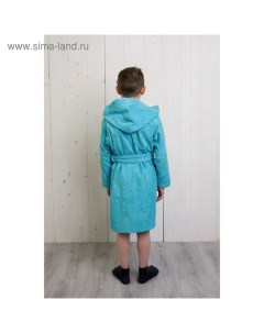 Халат для мальчика с капюшоном рост 152 см бирюзовый махра Homeliness