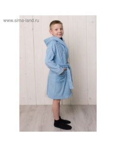 Халат для мальчика с капюшоном рост 116 см голубой махра Homeliness