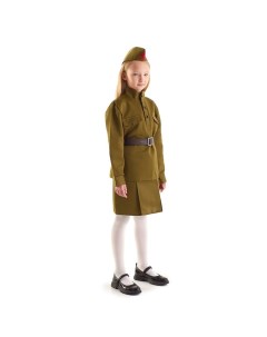 Костюм военного Солдаточка гимнастёрка ремень пилотка юбка на резинке 8 10 лет рост 140 152 см Страна карнавалия